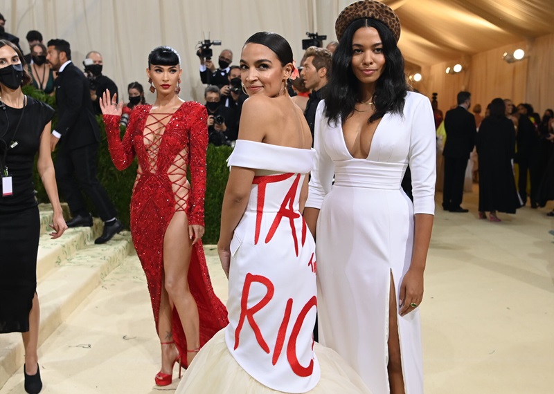 AOC Under Investigation for Met Gala Dress with "Tax The Rich" Message 1