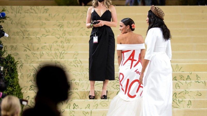 AOC Under Investigation for Met Gala Dress with "Tax The Rich" Message 2